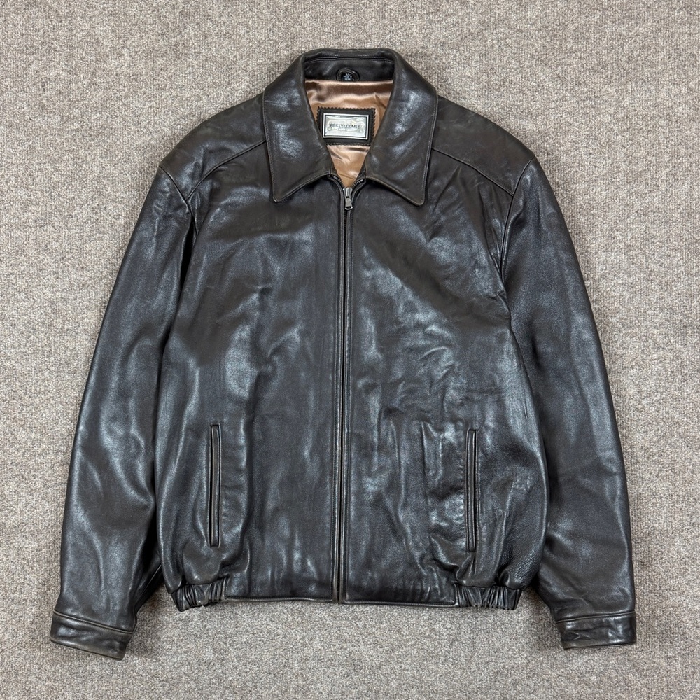 Reilly Olmes Brown Leather Bomber Jacket Mens Xl Full Zip Patina Buttery Soft